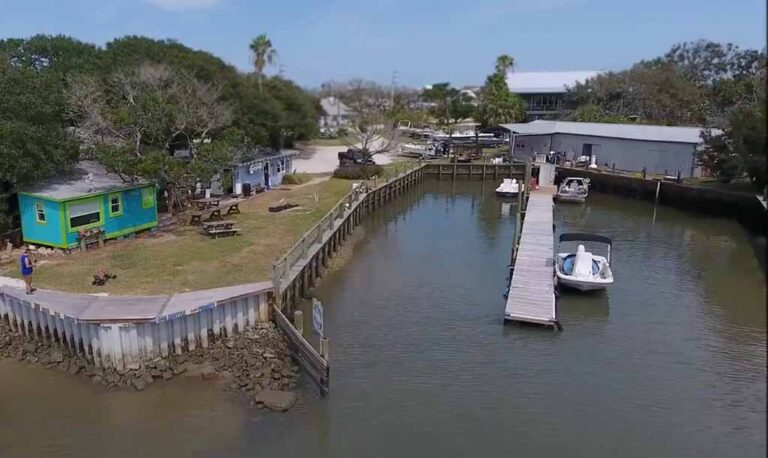 Genungs Fish Camp Aerial of boat slips and marina